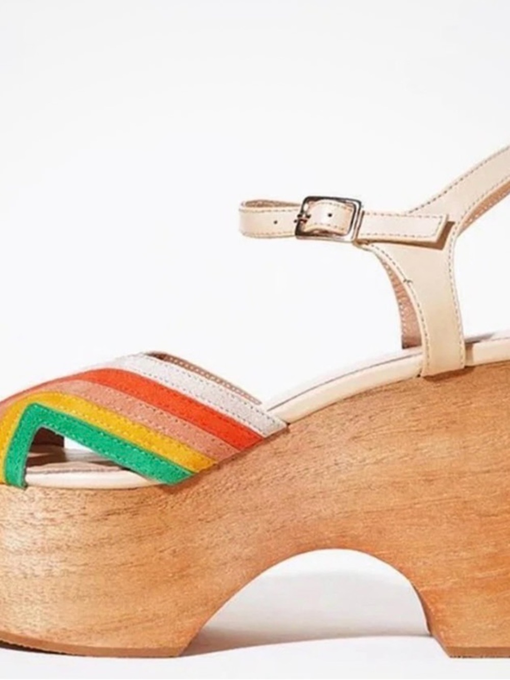 Charlotte Stone Women’s Cream Platform Sandals with Rainbow Accent size 9 - Picture 7 of 8